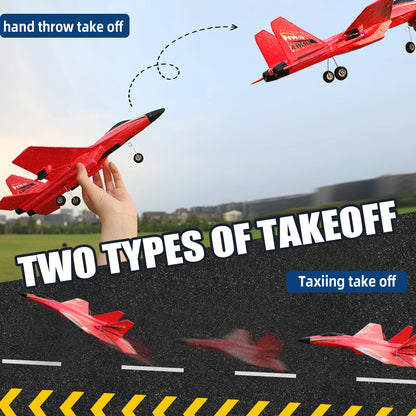 RC Fighter Jet - Fixed-Wing Remote Control Plane with 6-Axis Gyroscope, Lightweight Foam Structure