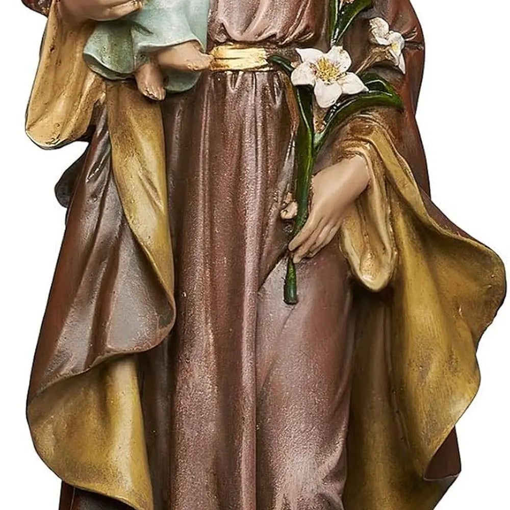 Religious St. Joseph Statue with Child Jesus, Catholic Home Decor Figurine