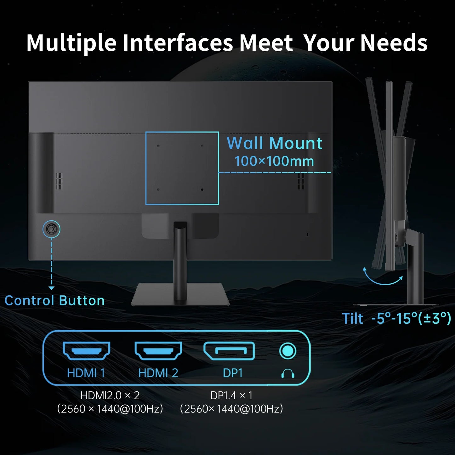 32 Inch 2K Computer Monitor, IPS 1440p Monitor with Ultra-Thin Bezels, HDR10, Freesync/G-sync, HDMI/DP Ports