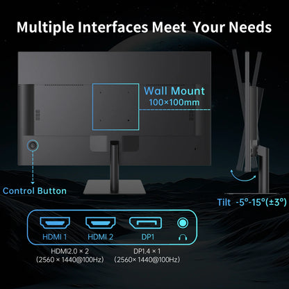 32 Inch 2K Computer Monitor, IPS 1440p Monitor with Ultra-Thin Bezels, HDR10, Freesync/G-sync, HDMI/DP Ports