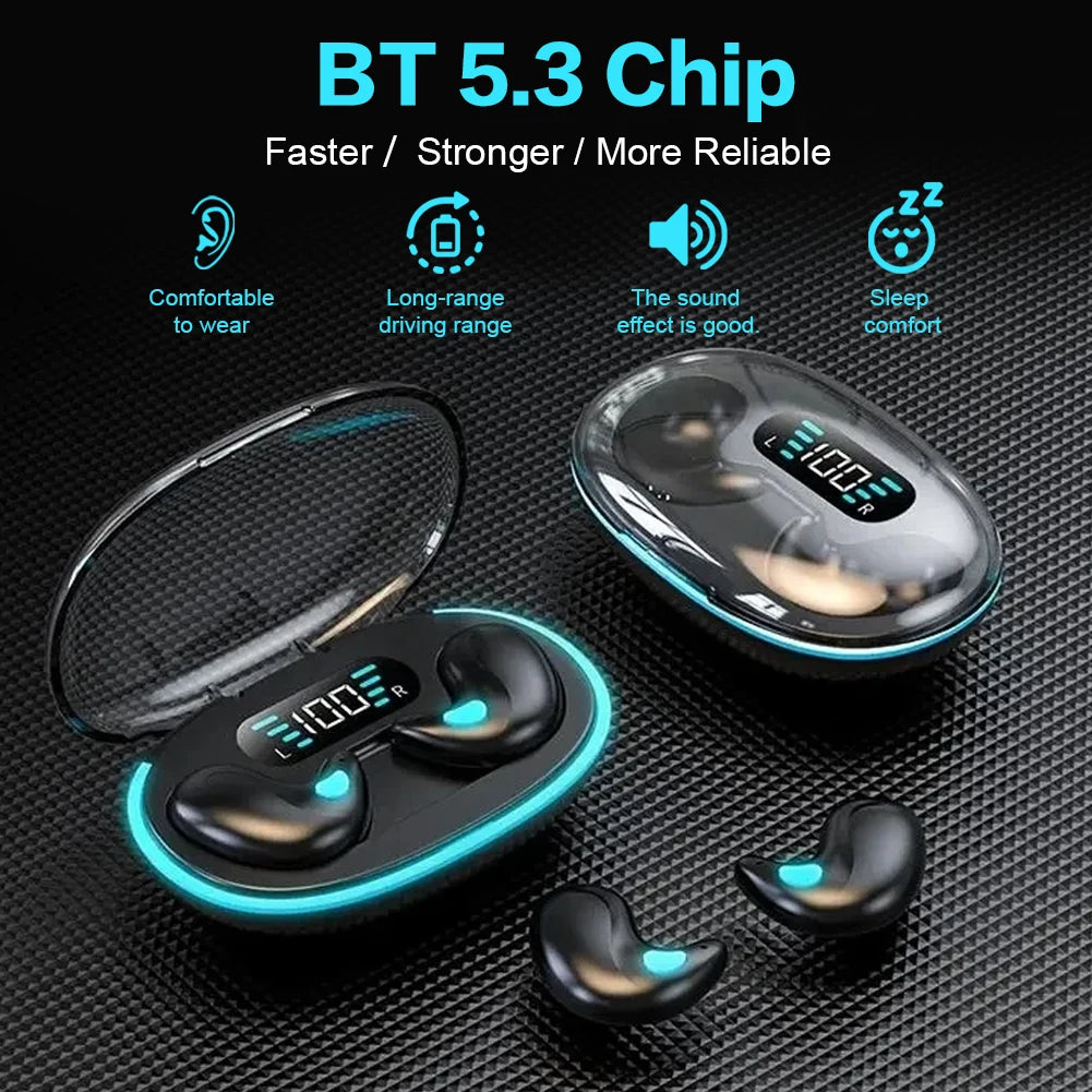 BT 5.3 Invisible Touch Control, Sense-Free, Micro Sleep Earbuds