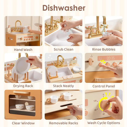 Kids Wooden Play Kitchen All in One Corner Set