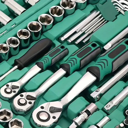 1/4 , 3/8, and 1/2 inch Socket and  Hand Wrench Set