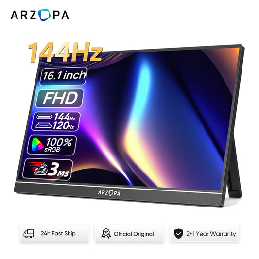 16.1 inches Portable Gaming Monitor 144hz 100%sRGB 1080P FHD IPS Screen Second Screen for Switch, Xbox, PS5, Laptop, Mac, Z1FC