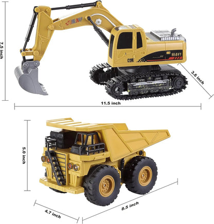 2 PCS Remote Control Construction Excavator and Dump Truck Set.