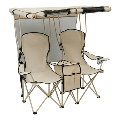 Double Outdoor Camping Chair with Canopy