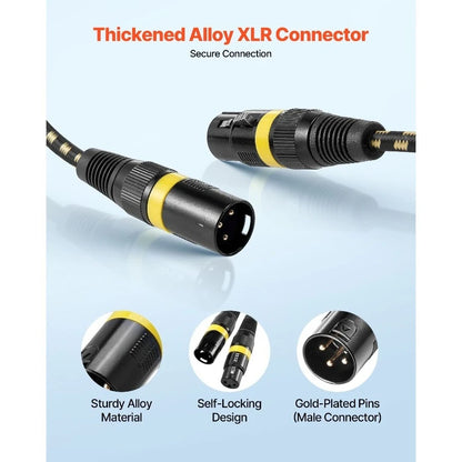 XLR Cable 25 ft, 6 Pack, Shielded Balanced DMX Male to Female Microphone Cables, Gold-Plated 3-Pin XLR Mic Speaker Cord Wires,