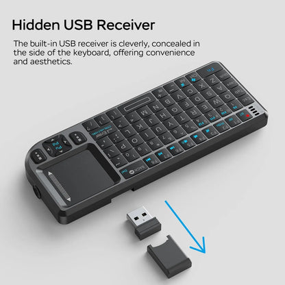 Mini Bluetooth Keyboard with Touchpad, Ultra-Thin Wireless Portable Keyboard for PC, Tablet, TV, Smartphone – Rechargeable