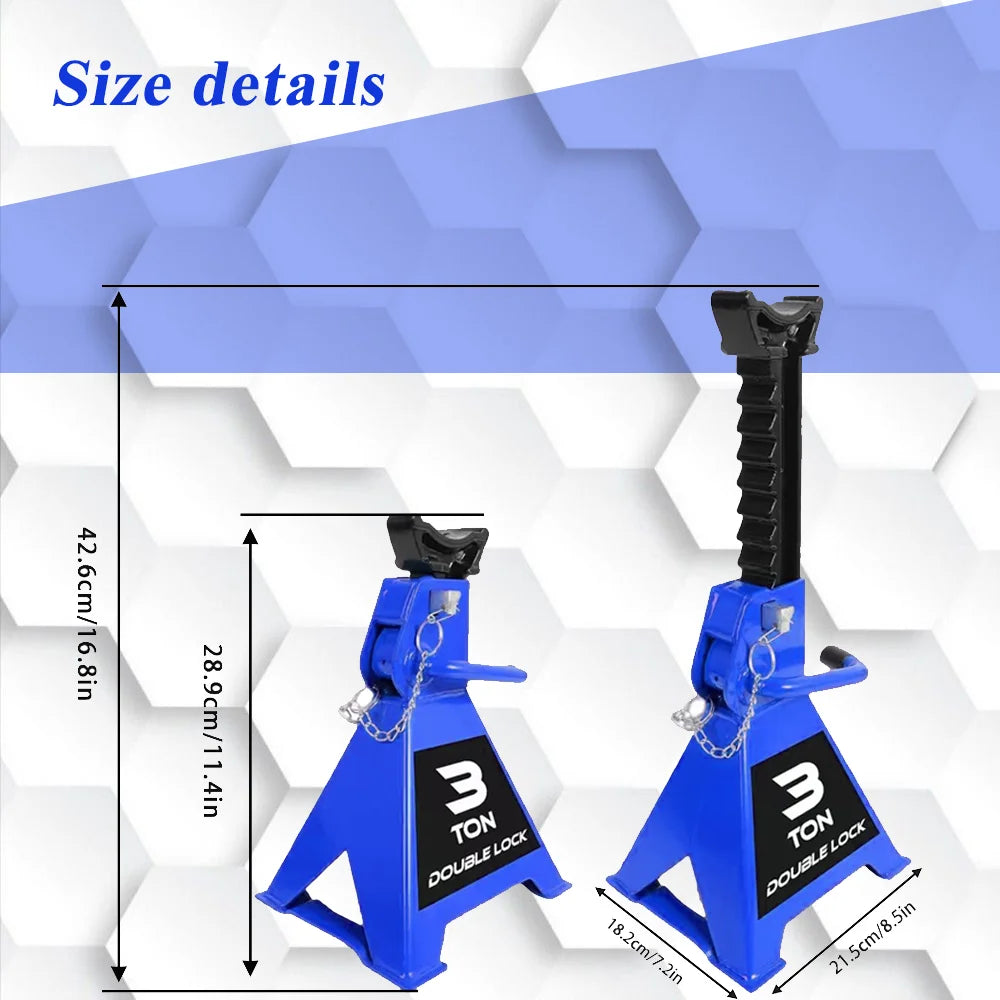 1 Pair, 3 Ton Jack Stands with 6000 lbs. Capacity