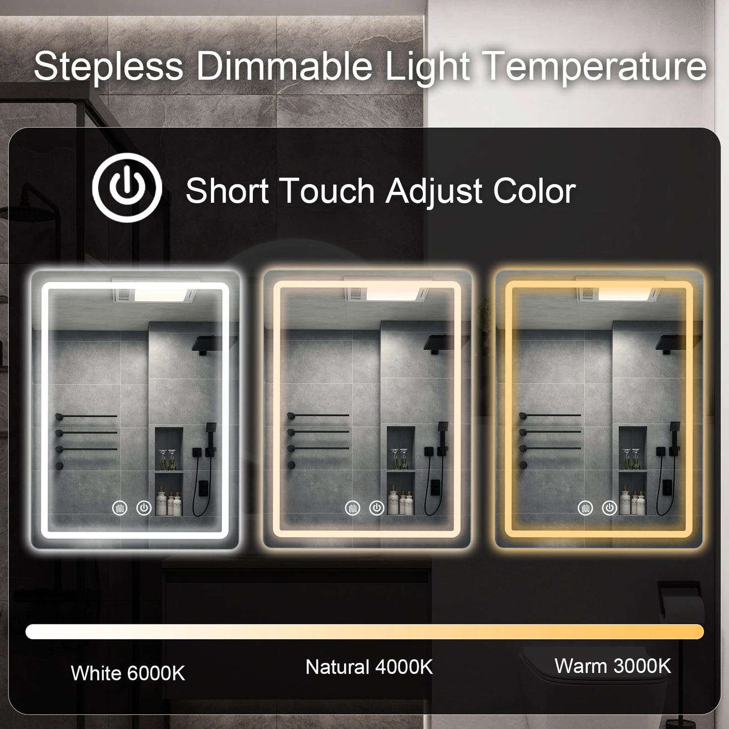 20x28 inch LED Bathroom Mirror with Backlit Lights, Fogless Makeup Mirror Wall Mounted