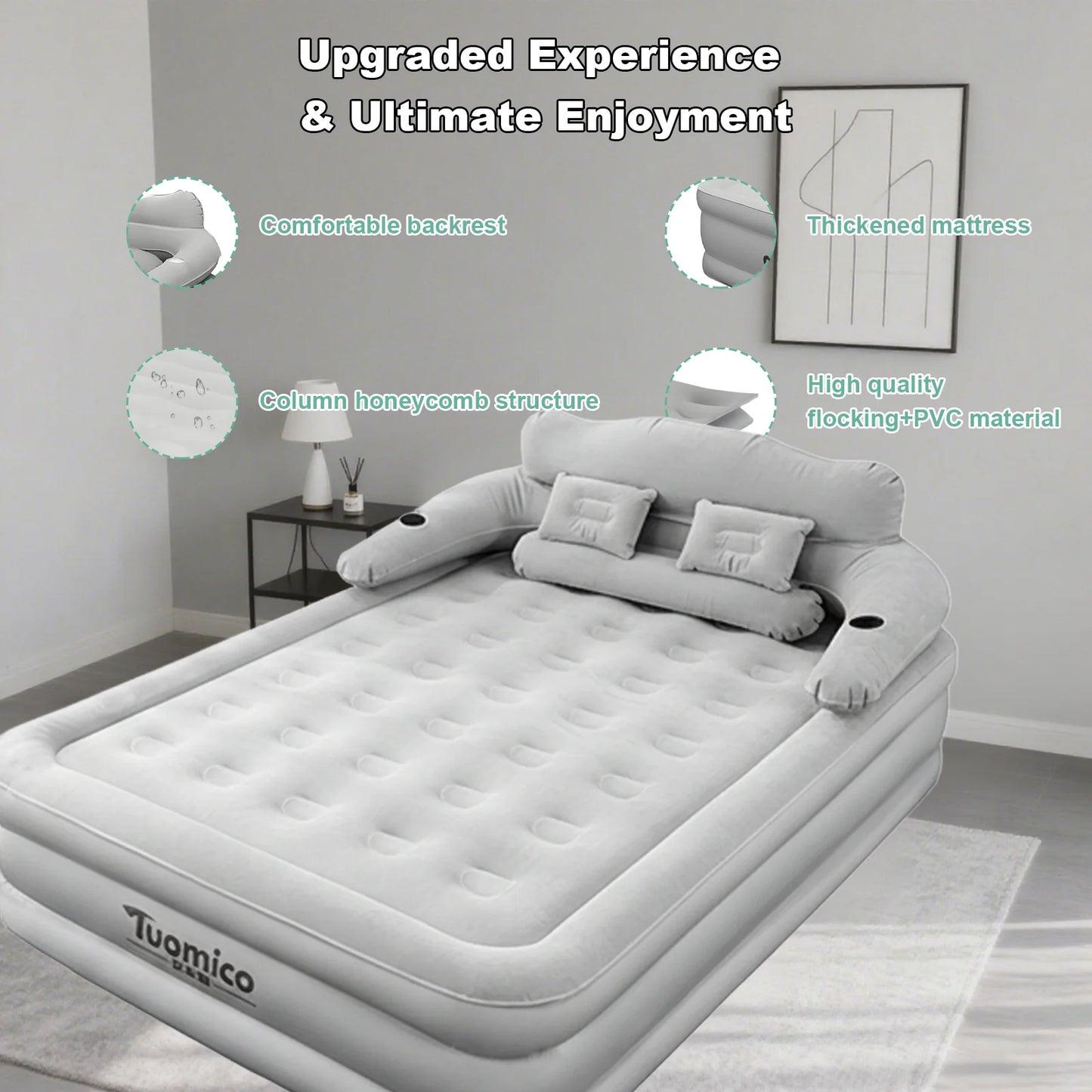 2 Persons Inflatable Mattress for Indoor Outdoor Use Air Cushion