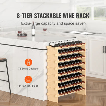 48/72 Bottle Stackable Modular Free Standing Wine Storage Rack