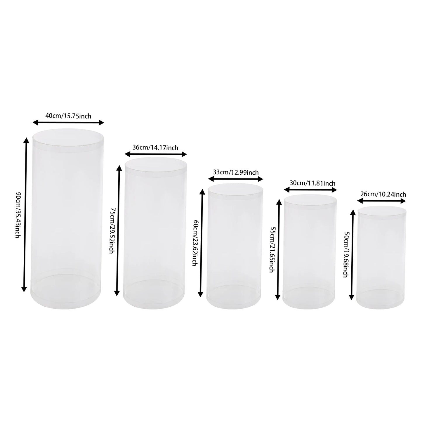 5 Pcs Acrylic Display Stand Set for Wedding Certificate Photo Holder, Clear Cylinder Pillar for Party Decor or Exhibition Table