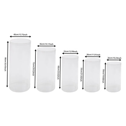 5 Pcs Acrylic Display Stand Set for Wedding Certificate Photo Holder, Clear Cylinder Pillar for Party Decor or Exhibition Table