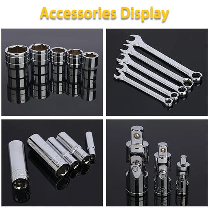 216pcs Impact Socket Set 1/2, 1/4, and 3/8 Inch Drive Ratchet Wrench Set