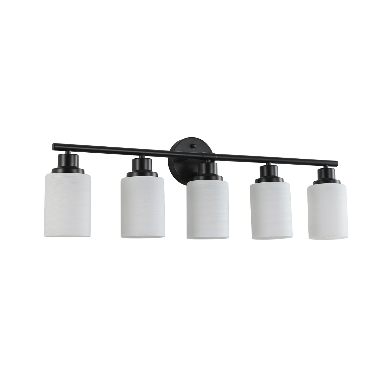 Modern 4/5/6 Vanity Bathroom Mirror Lights, With Frosted White Glass Lampshades and Black Iron Frame