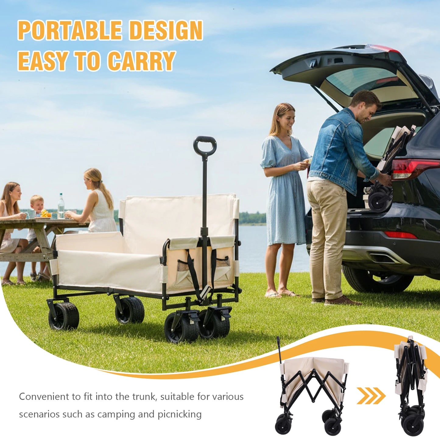 Collapsible Heavy Duty Wagon with Big Wheels