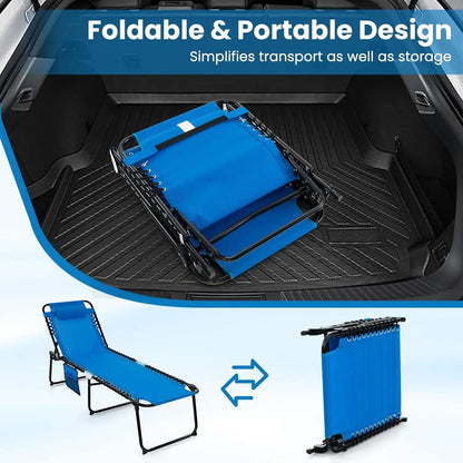 Lounge Chairs for Outside, Extra High Folding Beach Tanning Lounger with Adjustable Backrest, Customized