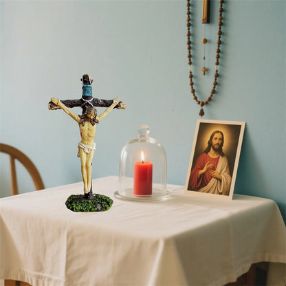 Crucifix Figurine Cross Statue Christian Home Decor Jesus Christ Catholic Tabletop Ornament Display Praying