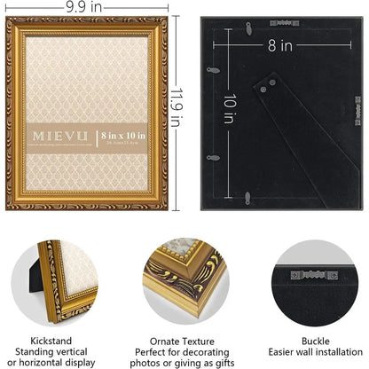 Gold Vintage 8x10 Picture Frames Set of 6 for Wall and Table