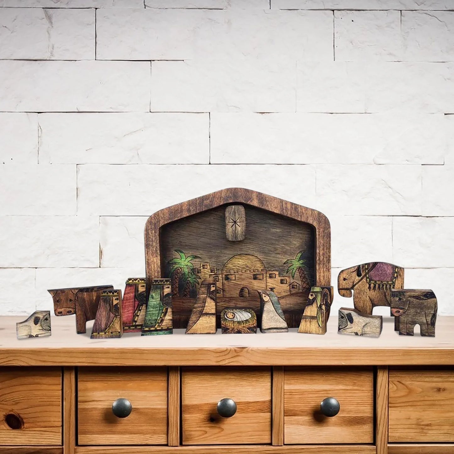 Wooden Jesus Nativity Set Table Puzzle