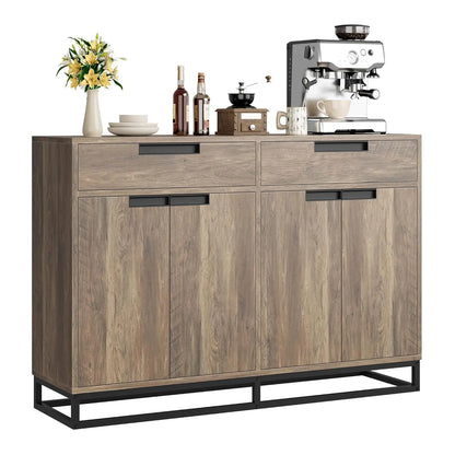 55" Buffet Cabinet with Storage, 2 Drawers and 4 Doors