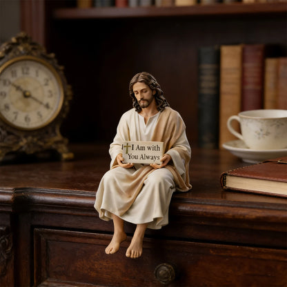 Jesus Christ Statue with I Am with You Always Sign