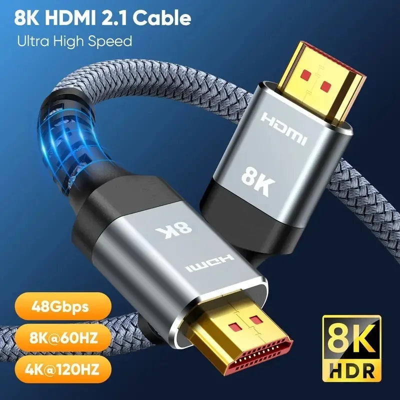 MIZIQIER 8K HDMI 2.1 Cable High Speed 48Gbps HDMI Braided Cord-8K60Hz 4K120Hz Compatible for PS5/PS4/X-Box/Roku TV/HDTV/Blu-ray