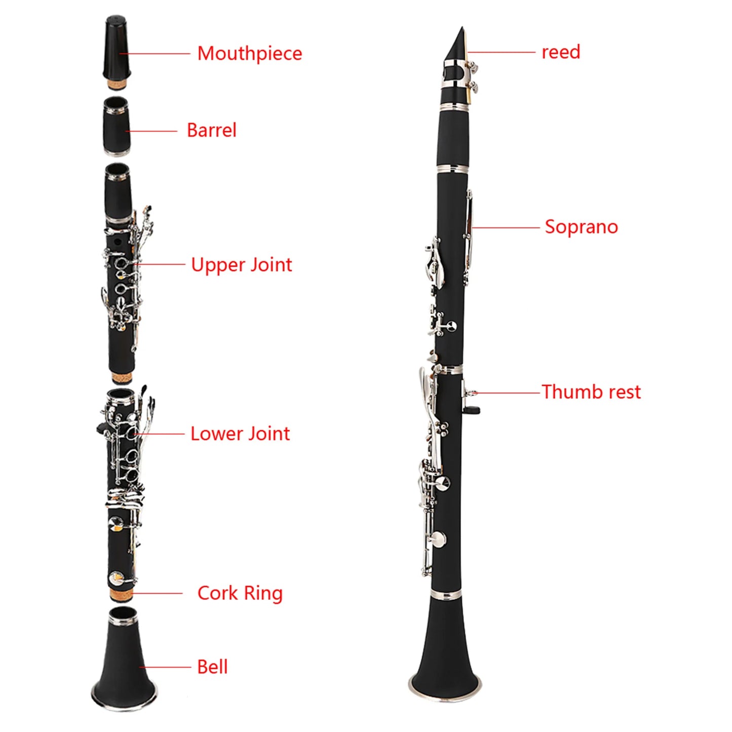 17 Key Descending B Tone Bakelite Clarinet