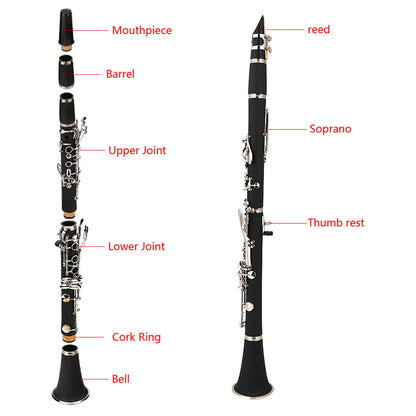 17 Key Descending B Tone Bakelite Clarinet