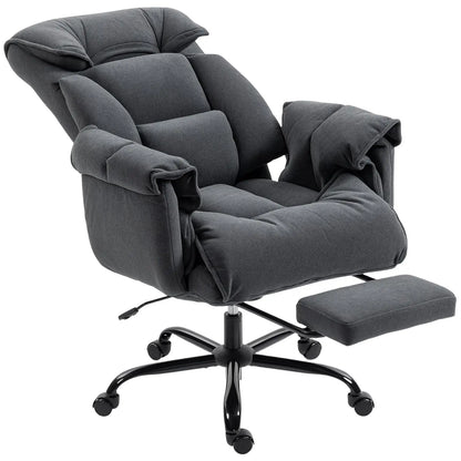 Executive Office Chair Comfy with Foot Rest, Reclining Swivel Computer Desk Chair with High Back, Thick Cushion
