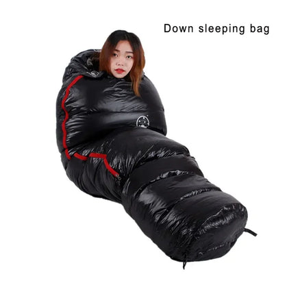 Very Warm White Goose Down Filled Adult Mummy Style Sleeping Bag