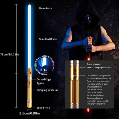 15-color 2-in-1 Metal Gravity Sensing Light up Saber