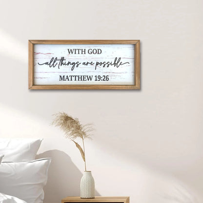 Trust in God for All Things Are Possible Inspirational Wooden Wall Art Sign for Home Decor
