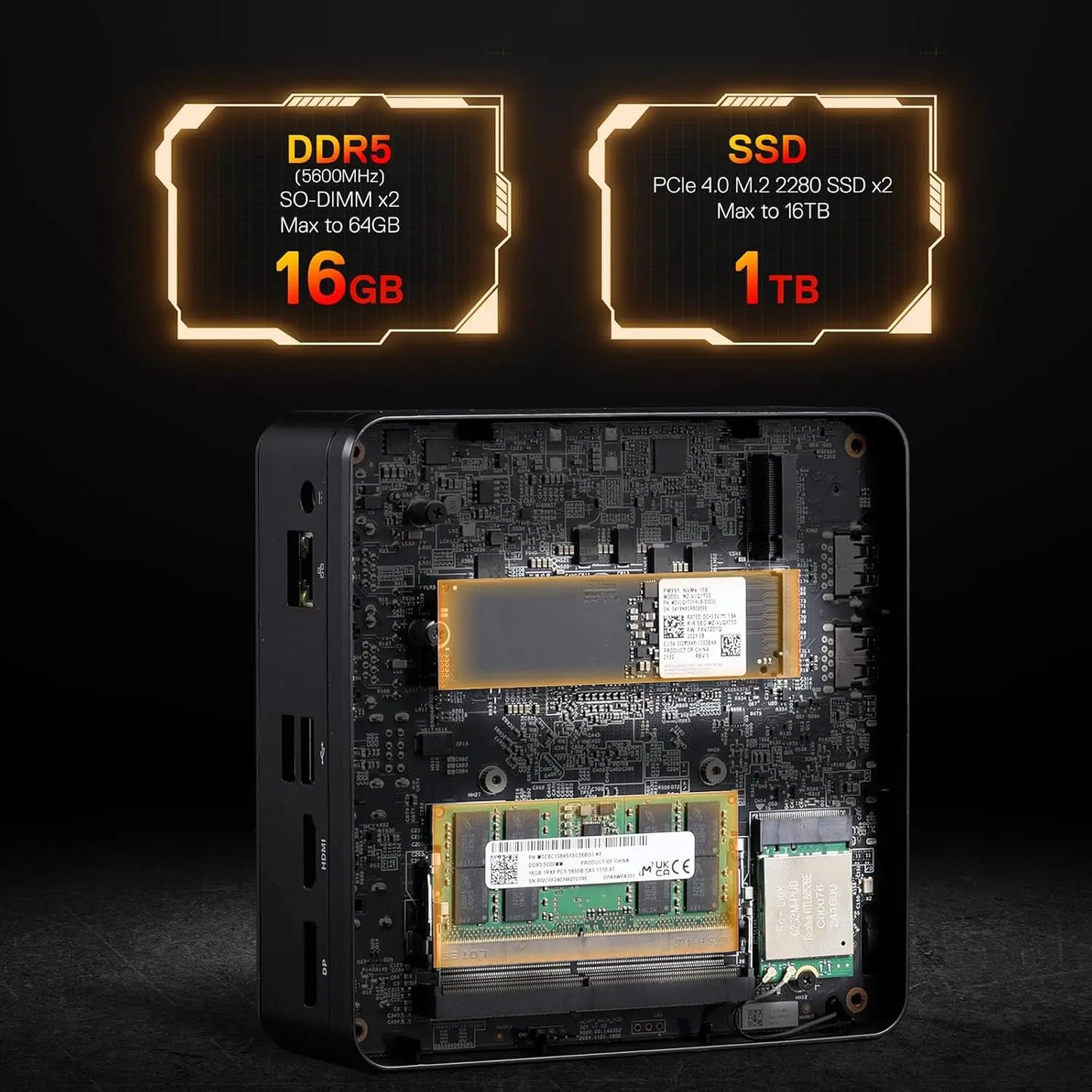 Redragon MPC745 Mini PC AI NPU AMD Ryzen 7 8845HS Processor(MAX 5.1 GHz), Mini Desktop Computer, Radeon 780M Graphics & 16GB DDR