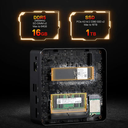 Redragon MPC745 Mini PC AI NPU AMD Ryzen 7 8845HS Processor(MAX 5.1 GHz), Mini Desktop Computer, Radeon 780M Graphics & 16GB DDR