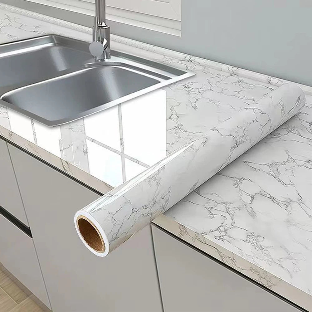 Pvc Marble Kitchen Oil-Proof, Waterproof Self-Adhesive Countertop or Cabinet Renovation Tile Stickers