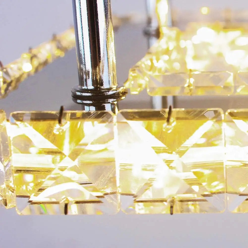 Small LED Chandelier Semi Flush Mount Ceiling Crystal Lamp for Bedrooms, Dinning Rooms, Hallway (Warm)