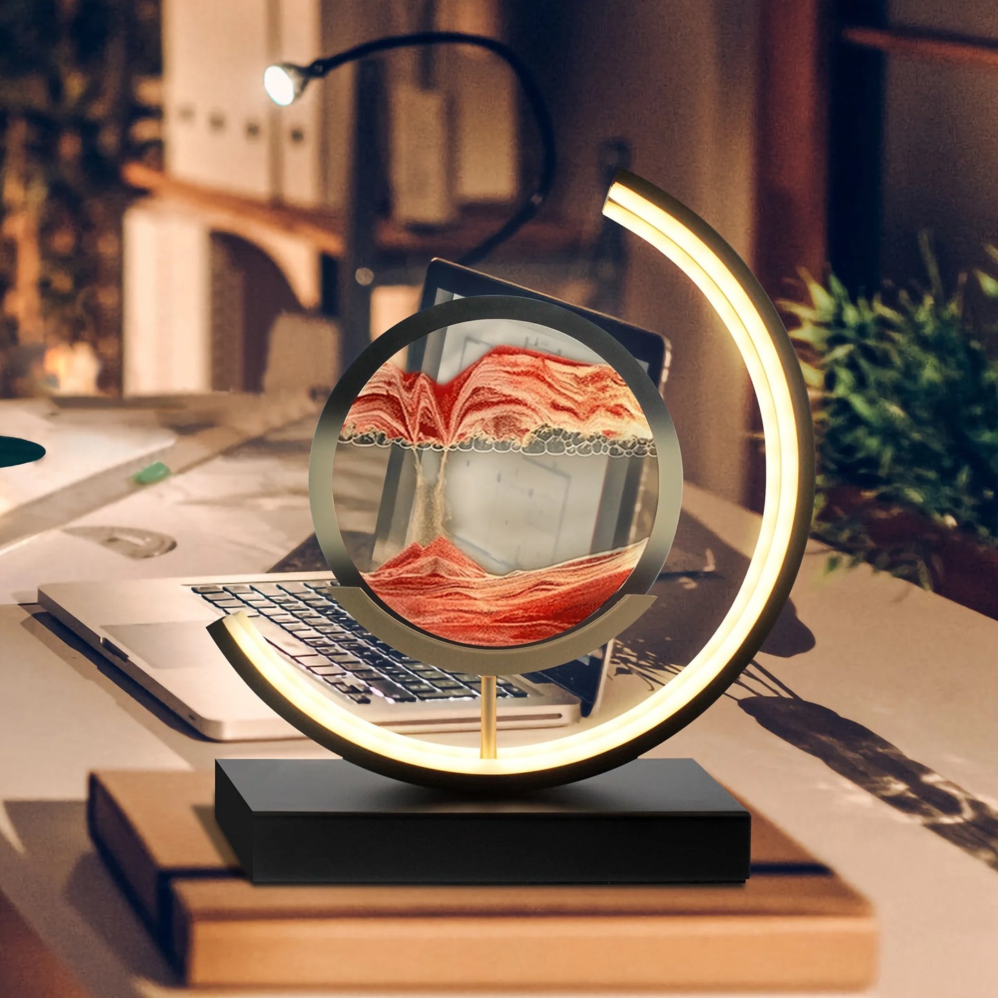 Moving Sand Art Picture In Motion, 3D Sand Lamp in 3 Colors With Stand