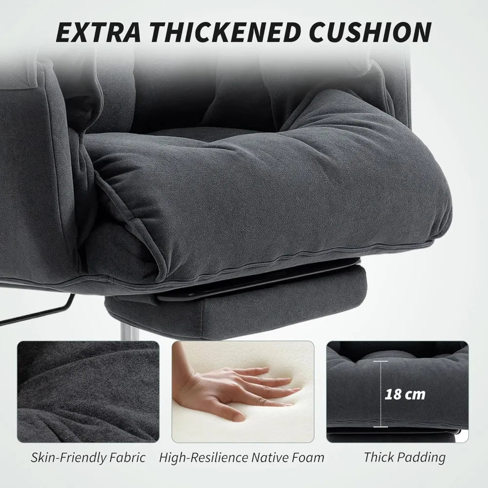 Executive Office Chair Comfy with Foot Rest, Reclining Swivel Computer Desk Chair with High Back, Thick Cushion