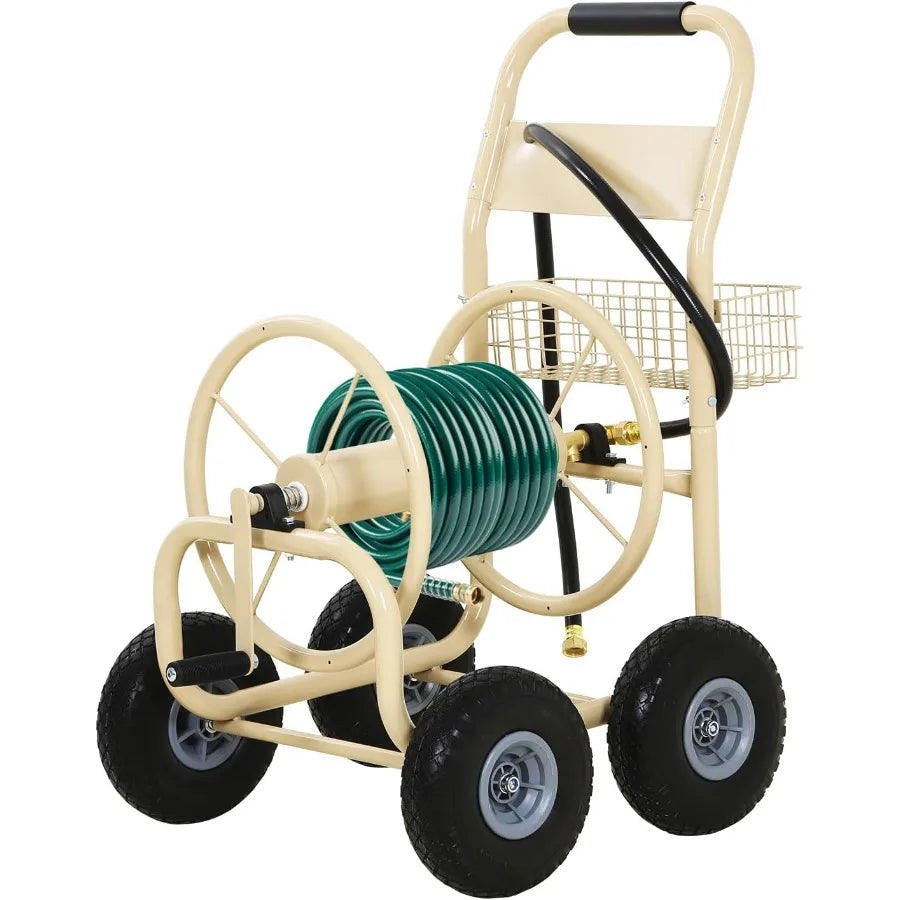 Heavy Duty Garden Hose Reel Cart with 300ft Hose Capacity