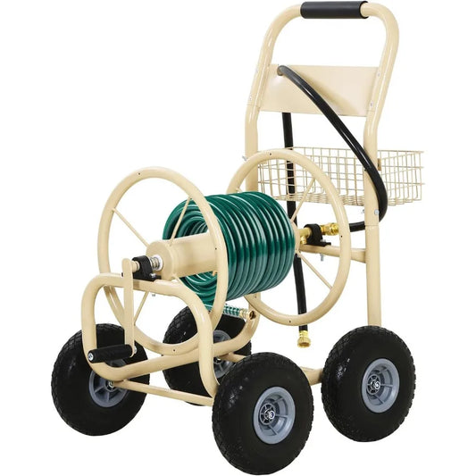 Heavy Duty Garden Hose Reel Cart with 300ft Hose Capacity