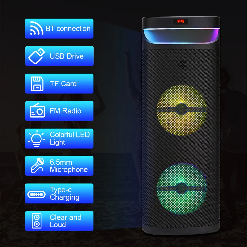 3000W Dual 10" Portable Bluetooth Party Speaker