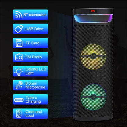 3000W Dual 10" Portable Bluetooth Party Speaker