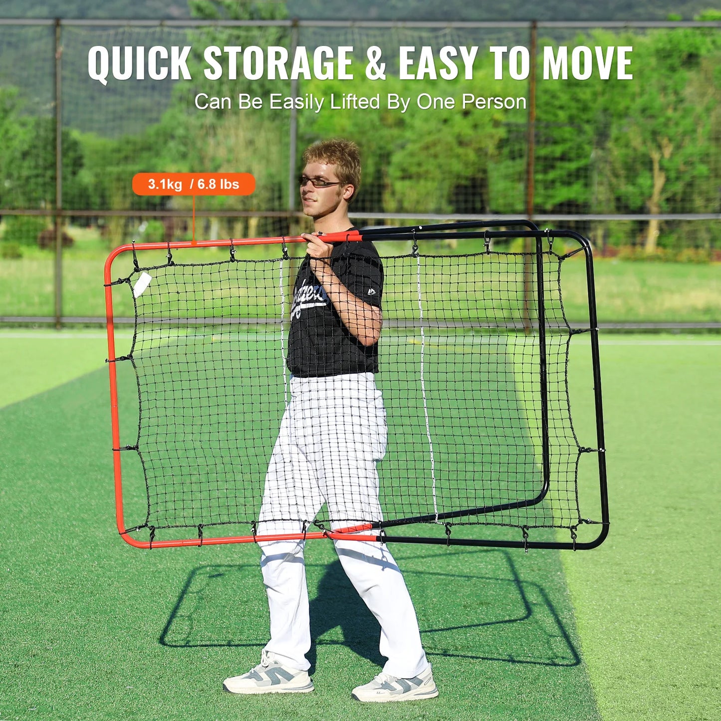 VEVOR Baseball And Softball Pitchback Net 3 x 4.5 ft PitchBack Baseball Pitching Nest three-Way Baseball Softball