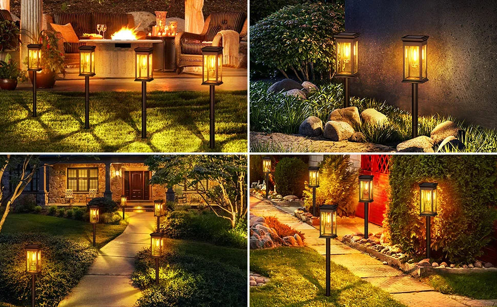 6/12 Pack Solar Lights, 2700K Warm White, Super Bright 12Hrs, for Yard/Garden Walkway