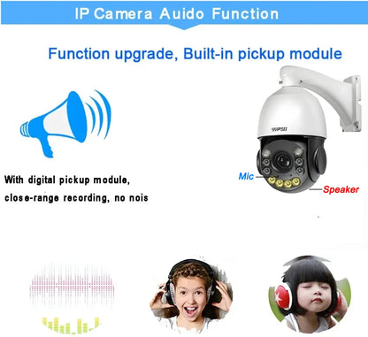 Metal Laser Infrared Full Color Auto Tracking Cruise 8MP 4K 54X Optics Zoom 360° POE PTZ Speed Dome Surveillance IP Camera