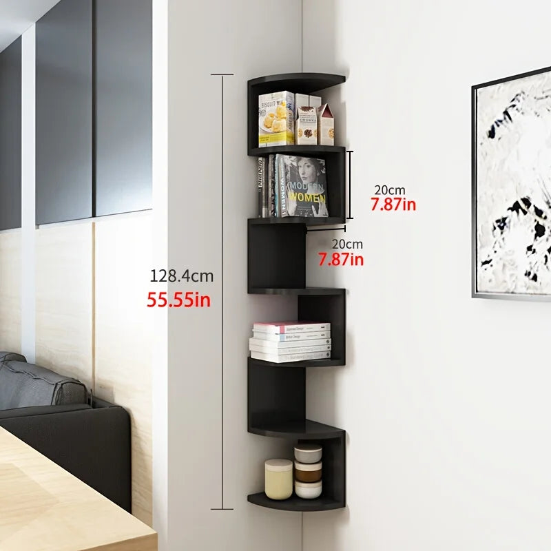 7-Tier Rustic Wall-Mounted Corner Shelf Suitable for Living Room, Bedroom, Kitchen