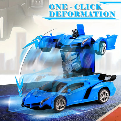 RC Transforming Remote Control Car 2.4GHz With Dual-Color Lights, Fast 360°Rotation, One-Click Deformation