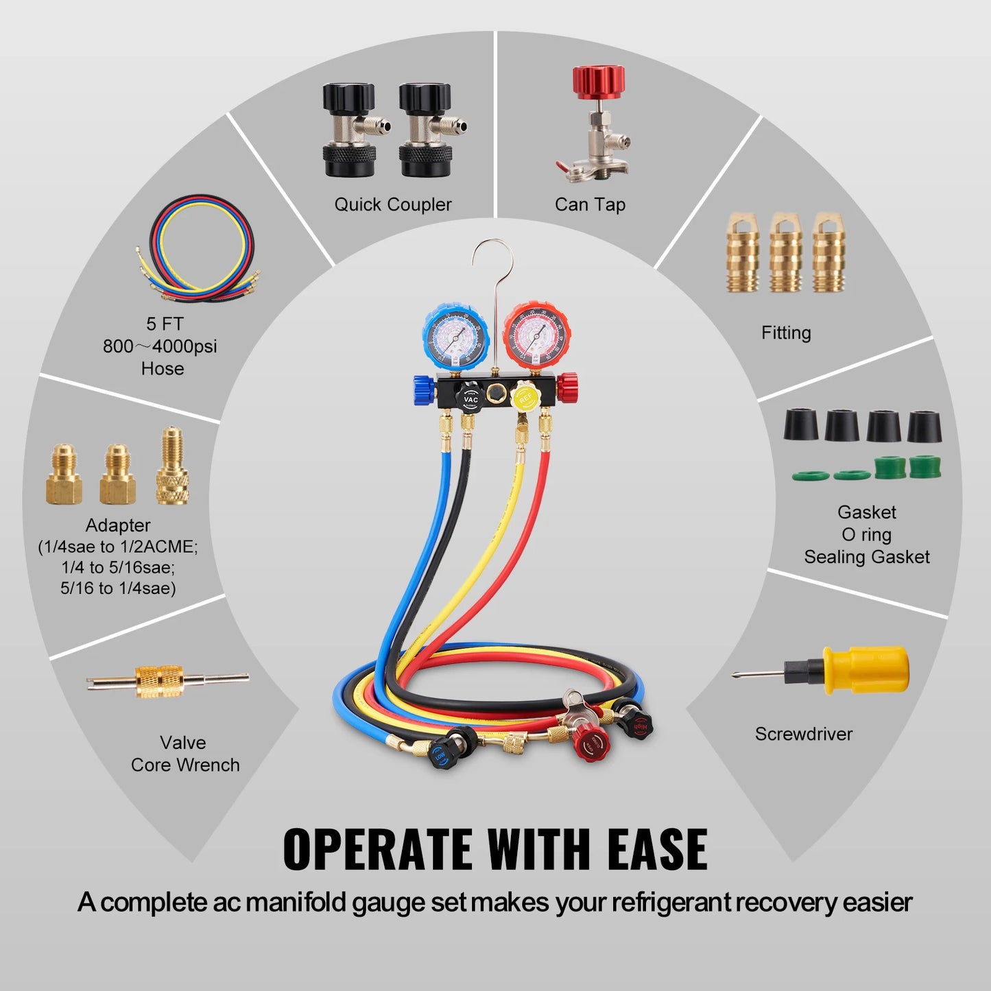 4 Way AC Manifold Gauge Set